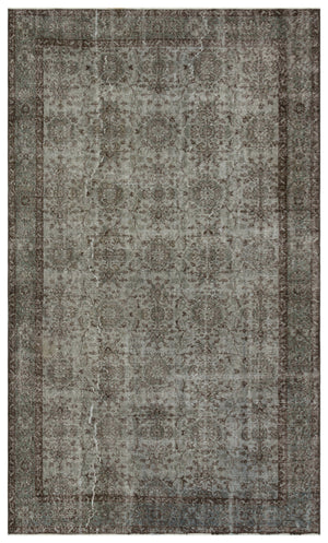 Gray Over Dyed Vintage Rug 5'8'' x 9'9'' ft 173 x 296 cm