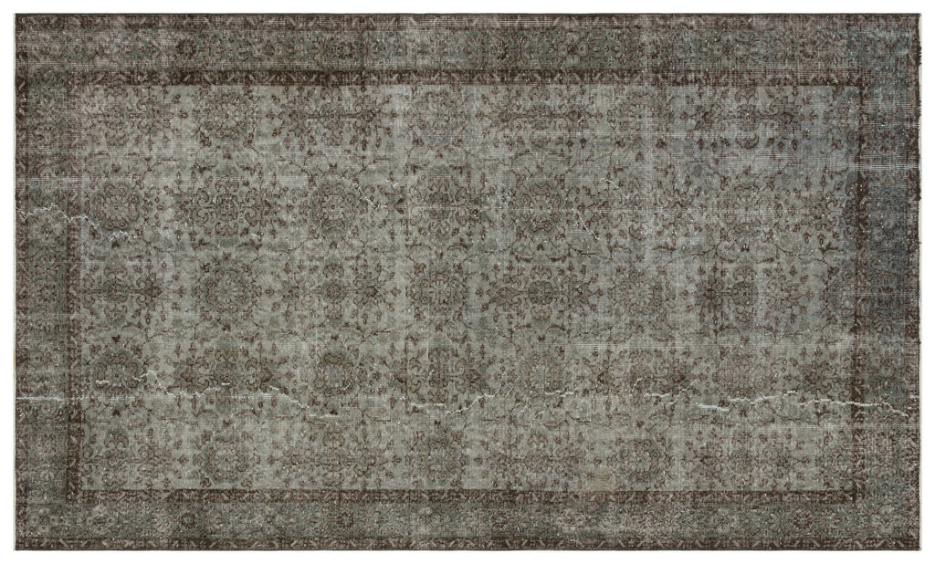 Gray Over Dyed Vintage Rug 5'8'' x 9'9'' ft 173 x 296 cm