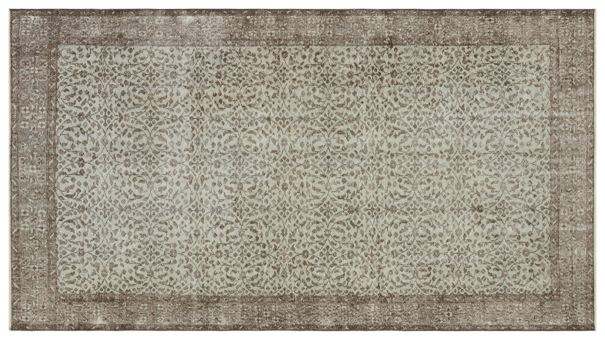 Gray Over Dyed Vintage Rug 5&#39;5&#39;&#39; x 9&#39;9&#39;&#39; ft 165 x 298 cm