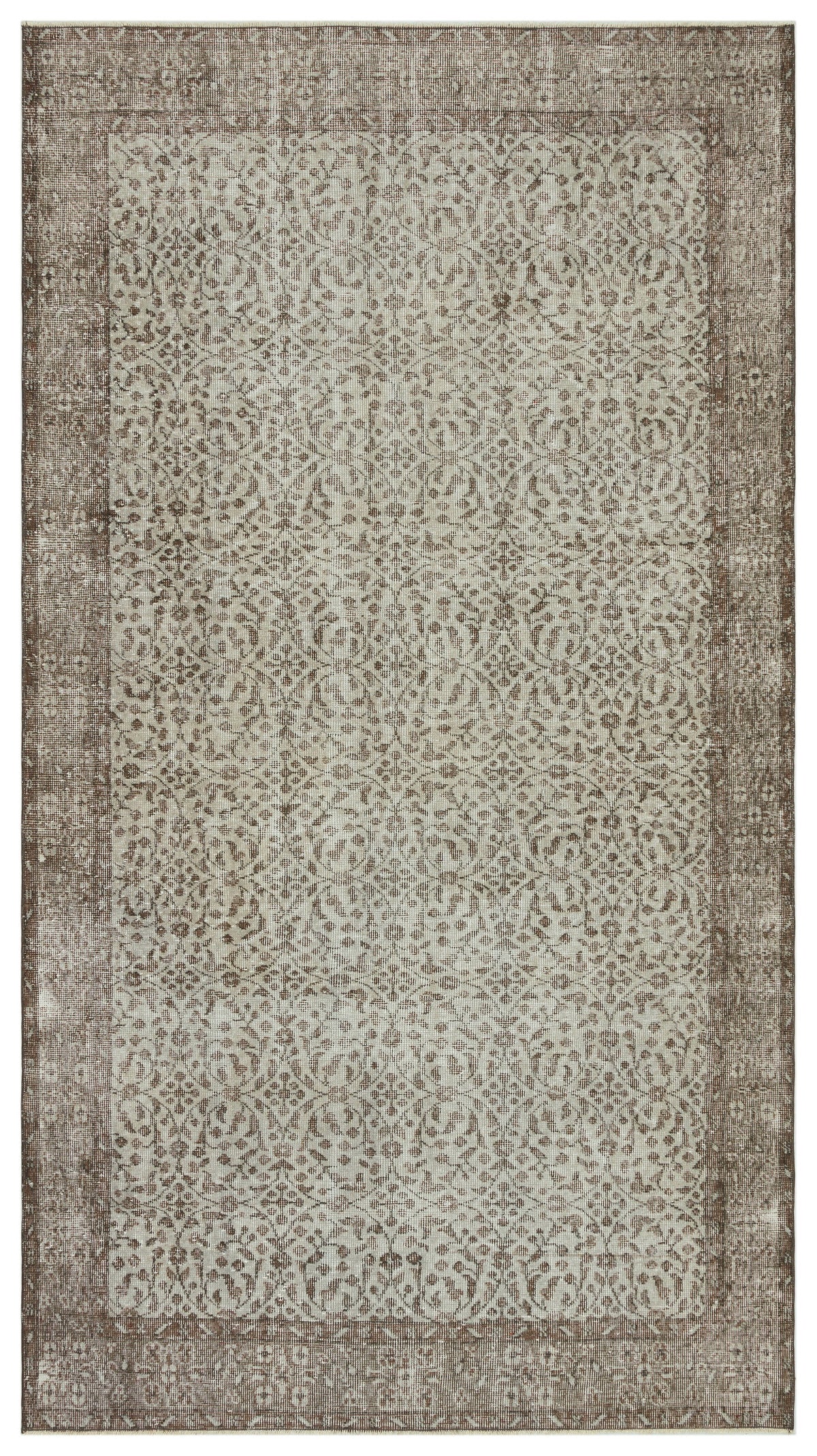 Gray Over Dyed Vintage Rug 5&#39;5&#39;&#39; x 9&#39;9&#39;&#39; ft 165 x 298 cm