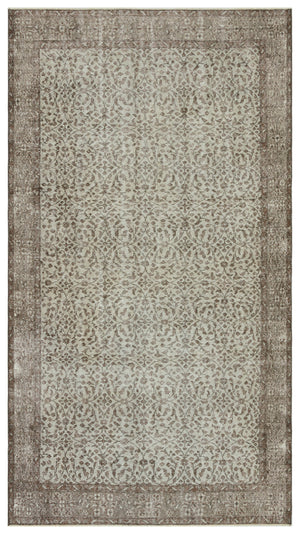Gray Over Dyed Vintage Rug 5'5'' x 9'9'' ft 165 x 298 cm