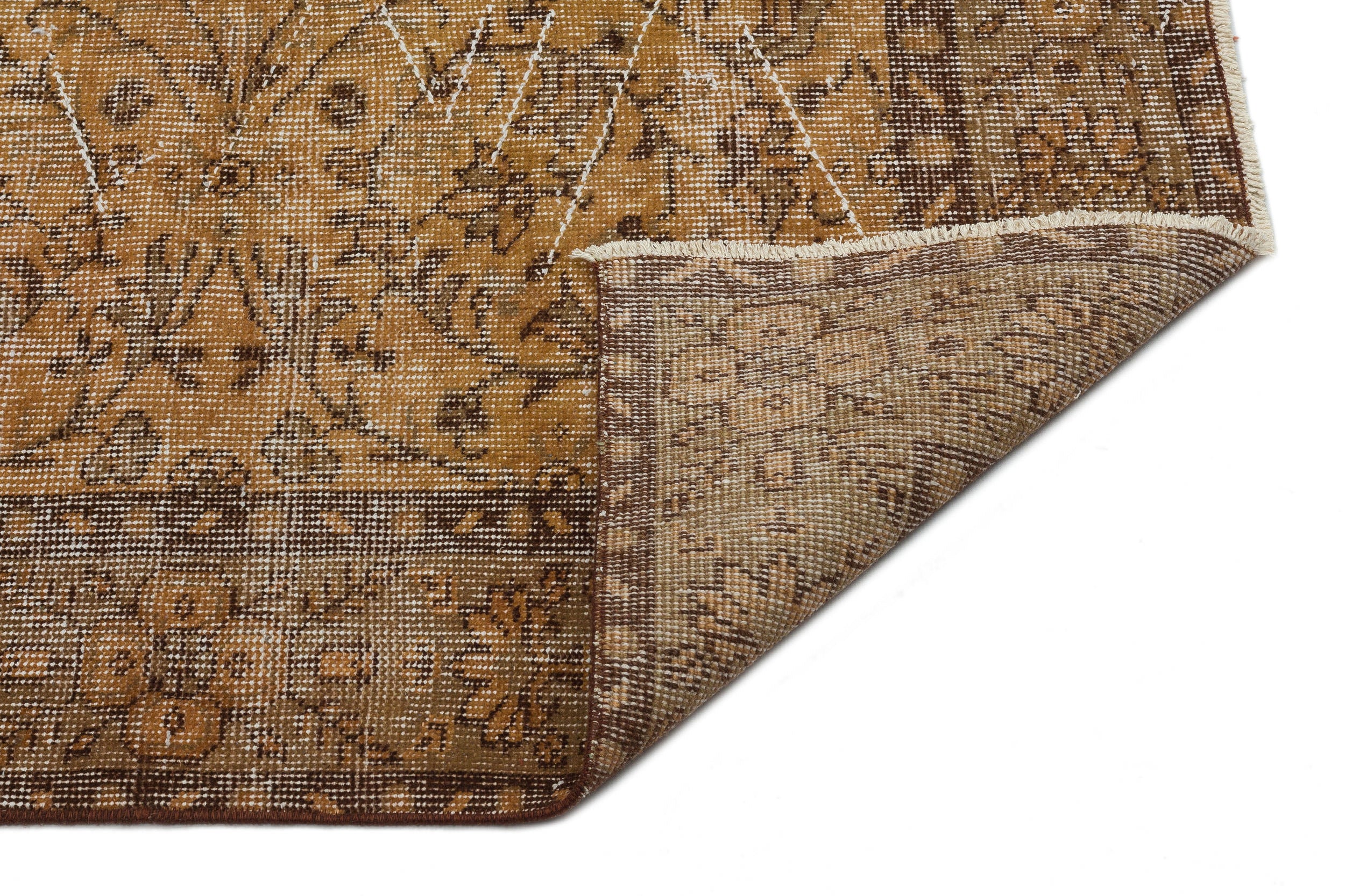 Brown Over Dyed Vintage Rug 5'3'' x 8'8'' ft 159 x 263 cm