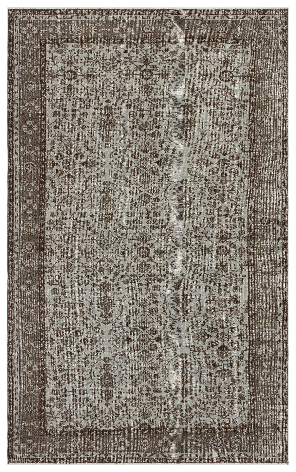 Gray Over Dyed Vintage Rug 5&#39;7&#39;&#39; x 8&#39;10&#39;&#39; ft 171 x 270 cm