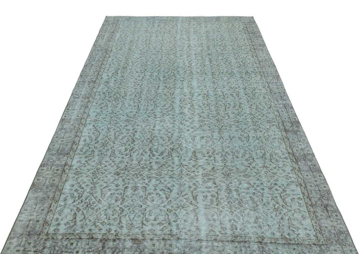 Retro Design Stone Blue Over Dyed Vintage Rug 4&#39;11&#39;&#39; x 8&#39;4&#39;&#39; ft 151 x 253 cm