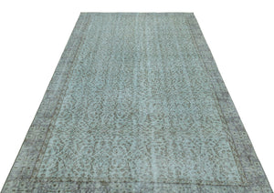 Retro Design Stone Blue Over Dyed Vintage Rug 4'11'' x 8'4'' ft 151 x 253 cm