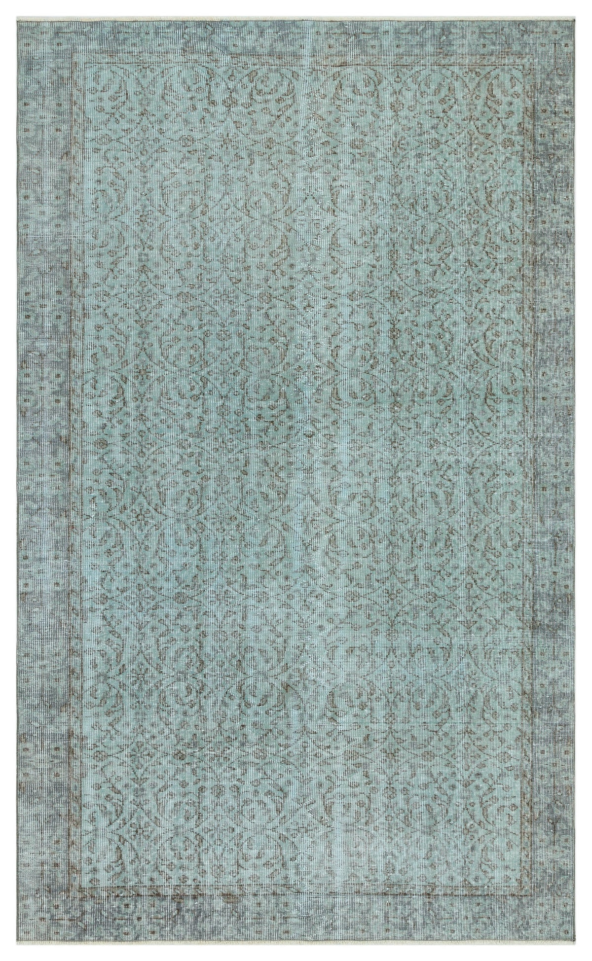 Retro Design Stone Blue Over Dyed Vintage Rug 4&#39;11&#39;&#39; x 8&#39;4&#39;&#39; ft 151 x 253 cm