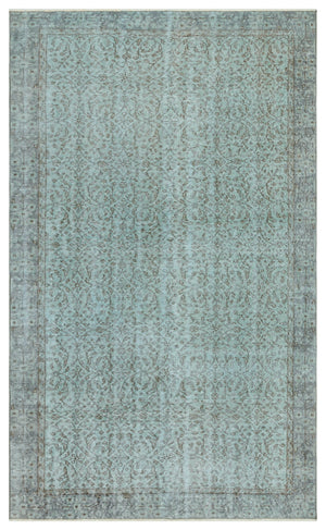 Retro Design Stone Blue Over Dyed Vintage Rug 4'11'' x 8'4'' ft 151 x 253 cm