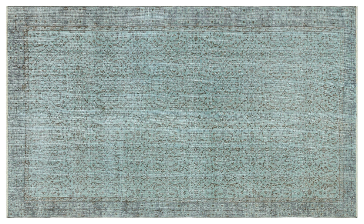 Retro Design Stone Blue Over Dyed Vintage Rug 4&#39;11&#39;&#39; x 8&#39;4&#39;&#39; ft 151 x 253 cm