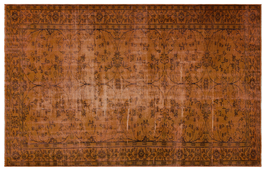 Brown Over Dyed Vintage Rug 5'10'' x 9'1'' ft 177 x 277 cm