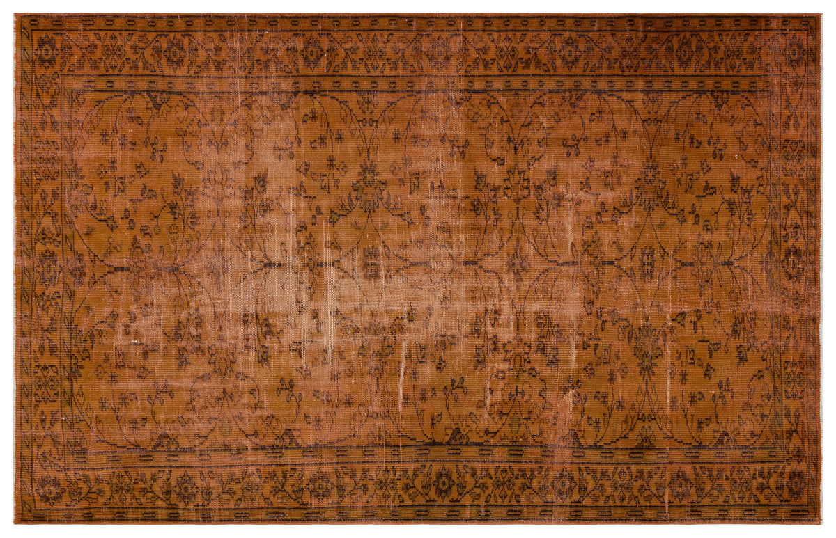 Brown Over Dyed Vintage Rug 5&#39;10&#39;&#39; x 9&#39;1&#39;&#39; ft 177 x 277 cm