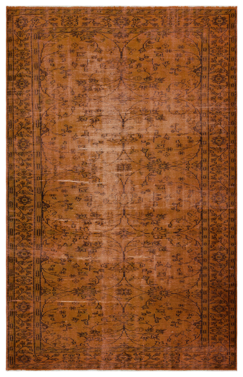 Brown Over Dyed Vintage Rug 5'10'' x 9'1'' ft 177 x 277 cm