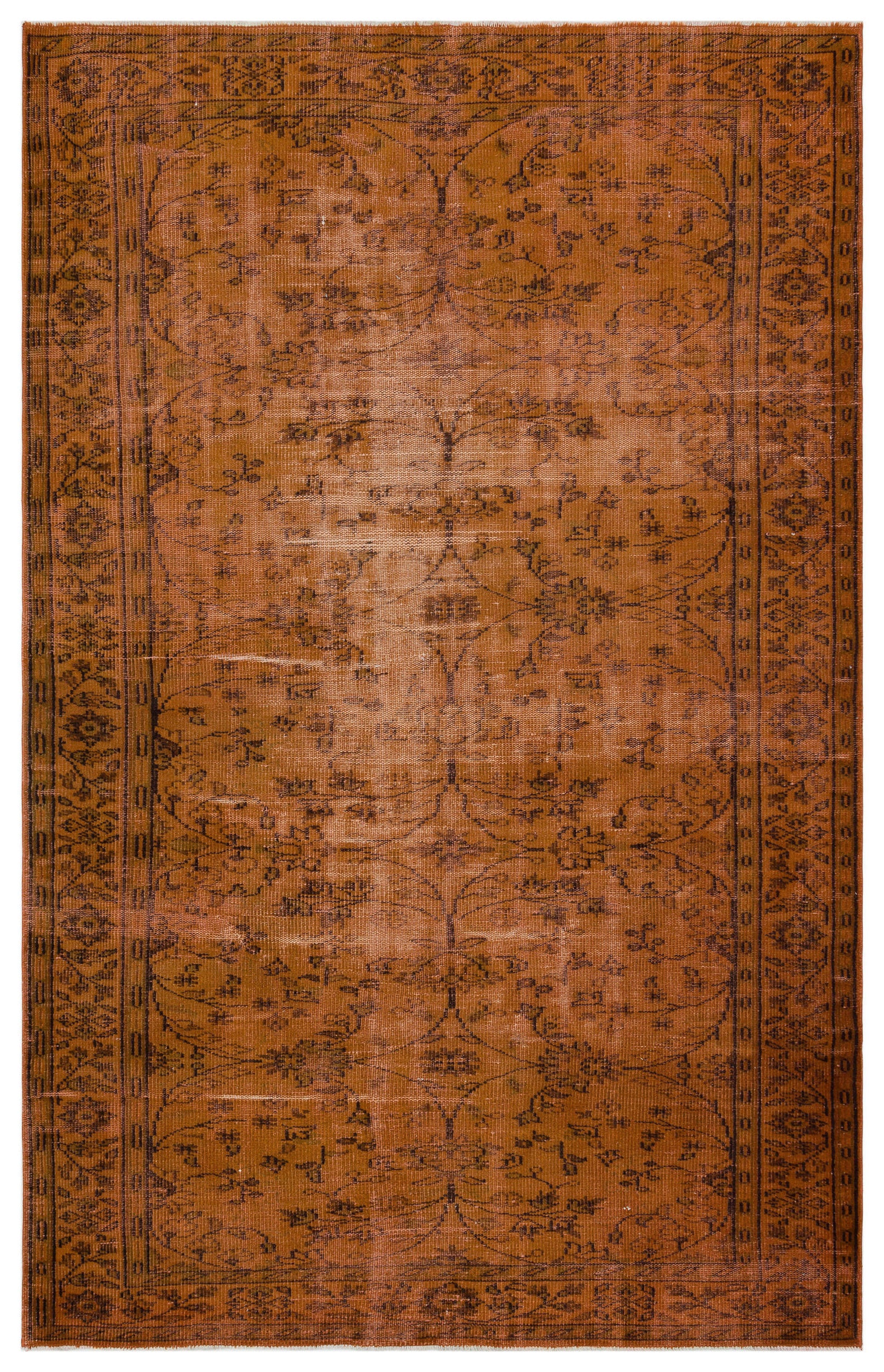 Brown Over Dyed Vintage Rug 5'10'' x 9'1'' ft 177 x 277 cm