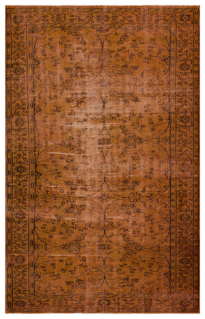 Brown Over Dyed Vintage Rug 5'10'' x 9'1'' ft 177 x 277 cm