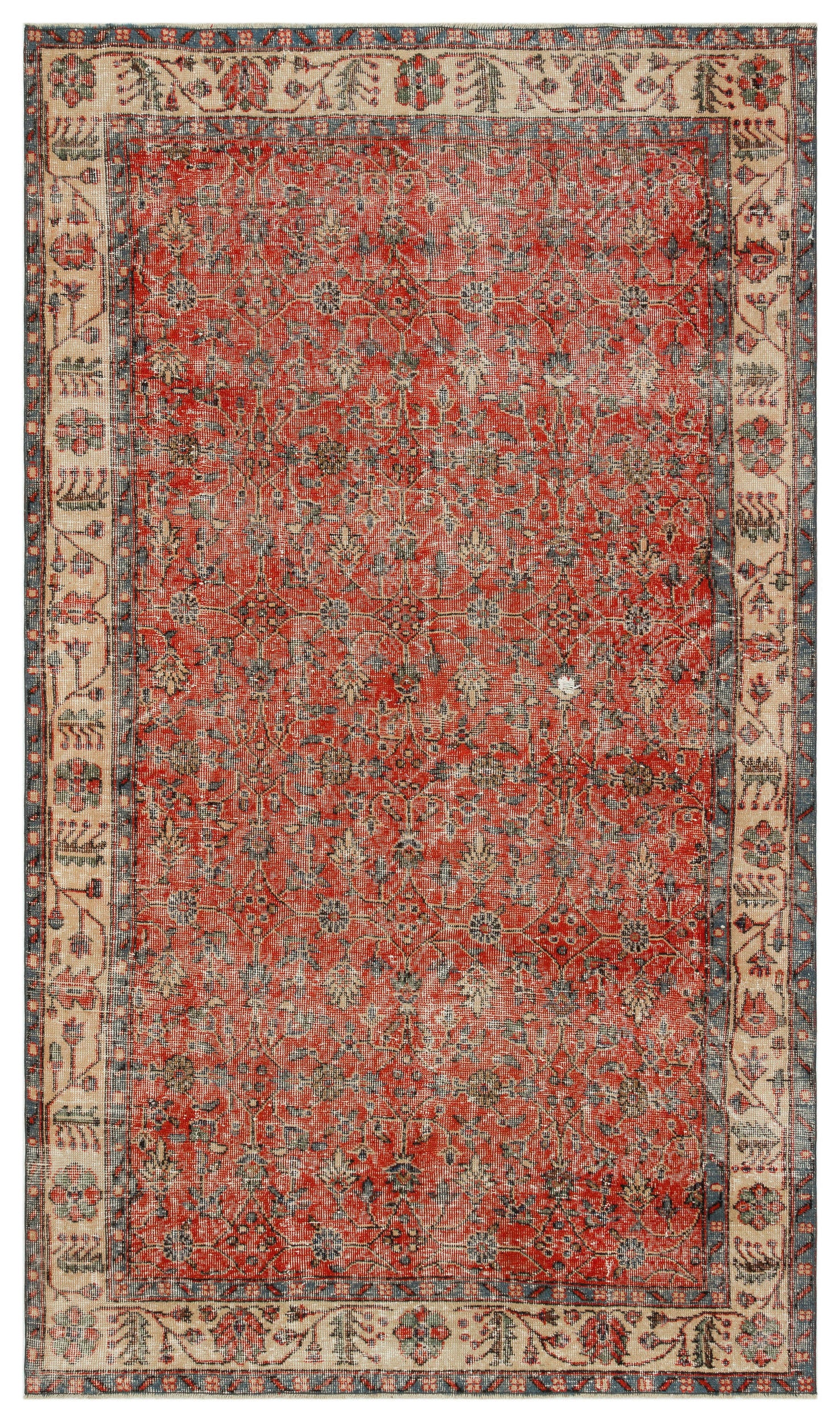 Naturel Over Dyed Vintage Rug 5'2'' x 8'10'' ft 157 x 268 cm