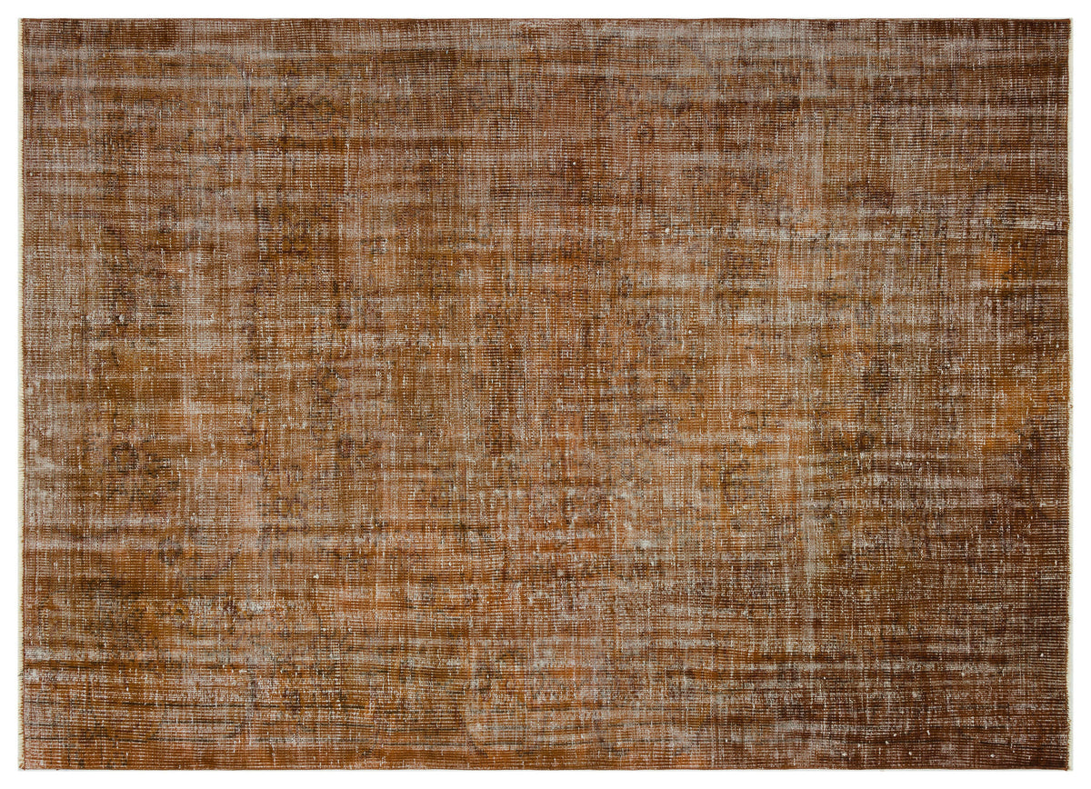 Brown Over Dyed Vintage Rug 6&#39;1&#39;&#39; x 8&#39;6&#39;&#39; ft 185 x 260 cm