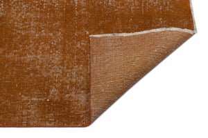 Brown Over Dyed Vintage Rug 4'1'' x 7'3'' ft 125 x 222 cm