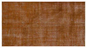 Brown Over Dyed Vintage Rug 4'1'' x 7'3'' ft 125 x 222 cm