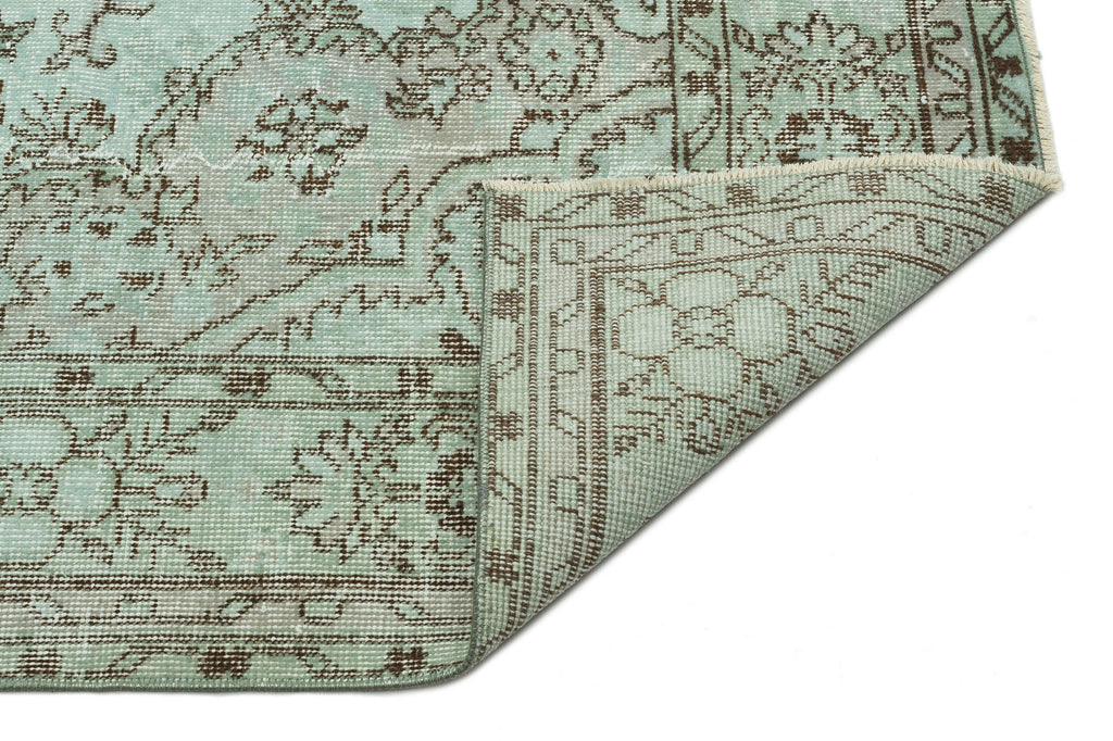Green Over Dyed Vintage Rug 5'5'' x 9'3'' ft 164 x 282 cm