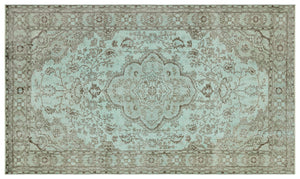 Green Over Dyed Vintage Rug 5'5'' x 9'3'' ft 164 x 282 cm