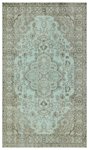 Green Over Dyed Vintage Rug 5'5'' x 9'3'' ft 164 x 282 cm