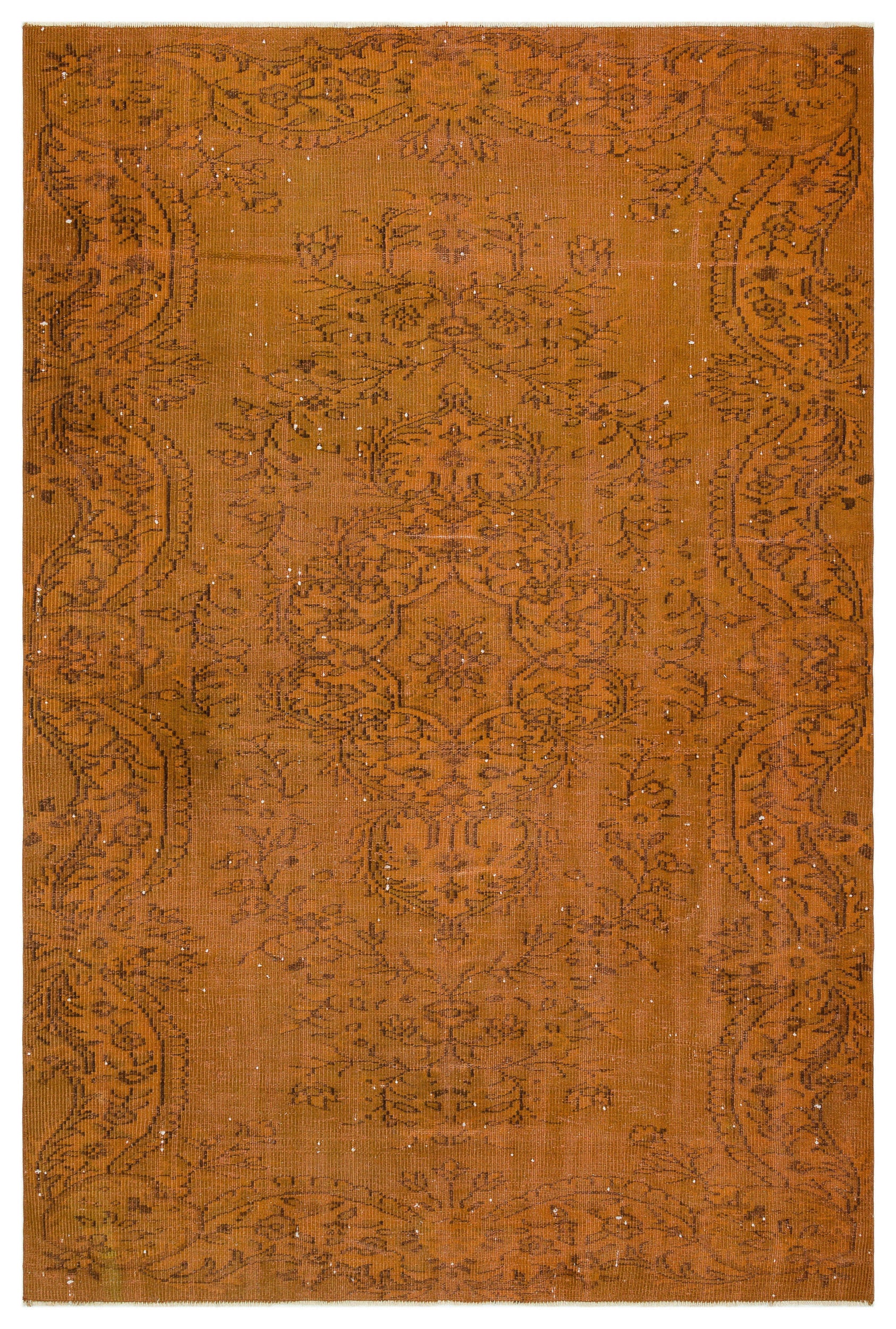 Orange Over Dyed Vintage Rug 5'8'' x 8'9'' ft 173 x 266 cm