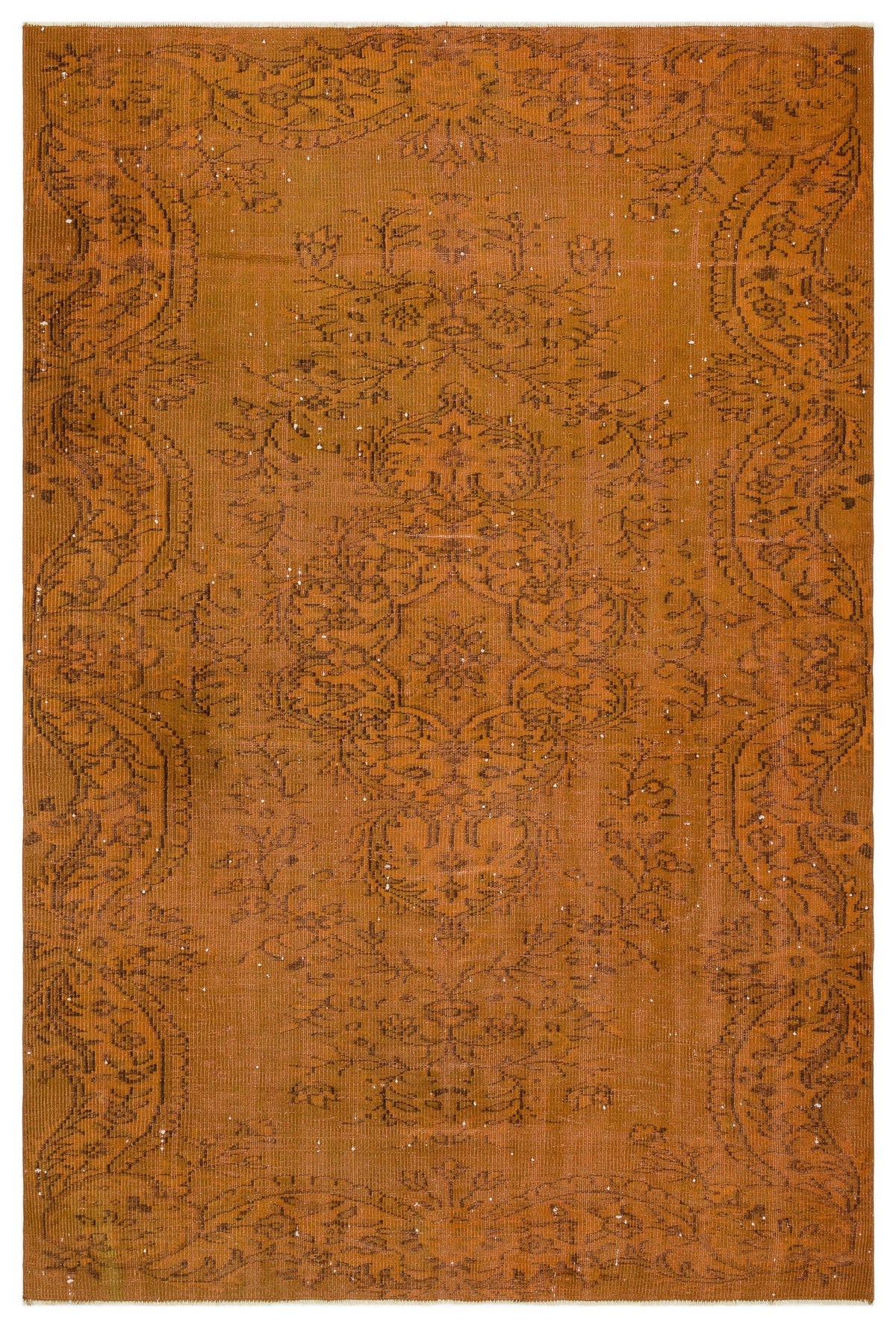 Orange Over Dyed Vintage Rug 5&#39;8&#39;&#39; x 8&#39;9&#39;&#39; ft 173 x 266 cm