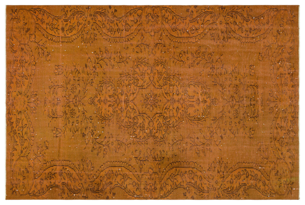 Orange Over Dyed Vintage Rug 5&#39;8&#39;&#39; x 8&#39;9&#39;&#39; ft 173 x 266 cm