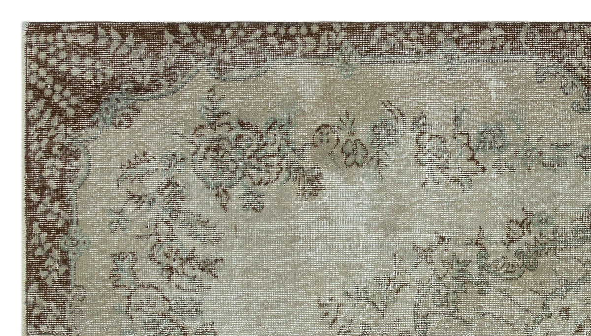 Gray Over Dyed Vintage Rug 4&#39;4&#39;&#39; x 7&#39;7&#39;&#39; ft 131 x 232 cm