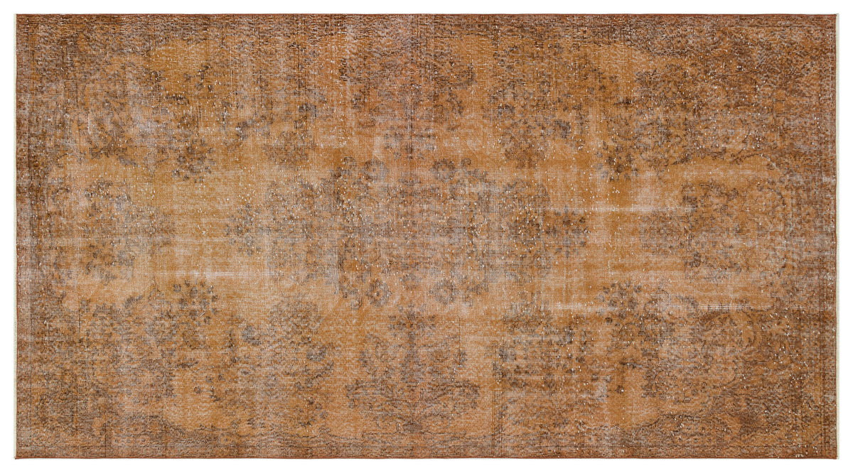 Brown Over Dyed Vintage Rug 4&#39;11&#39;&#39; x 9&#39;3&#39;&#39; ft 151 x 281 cm