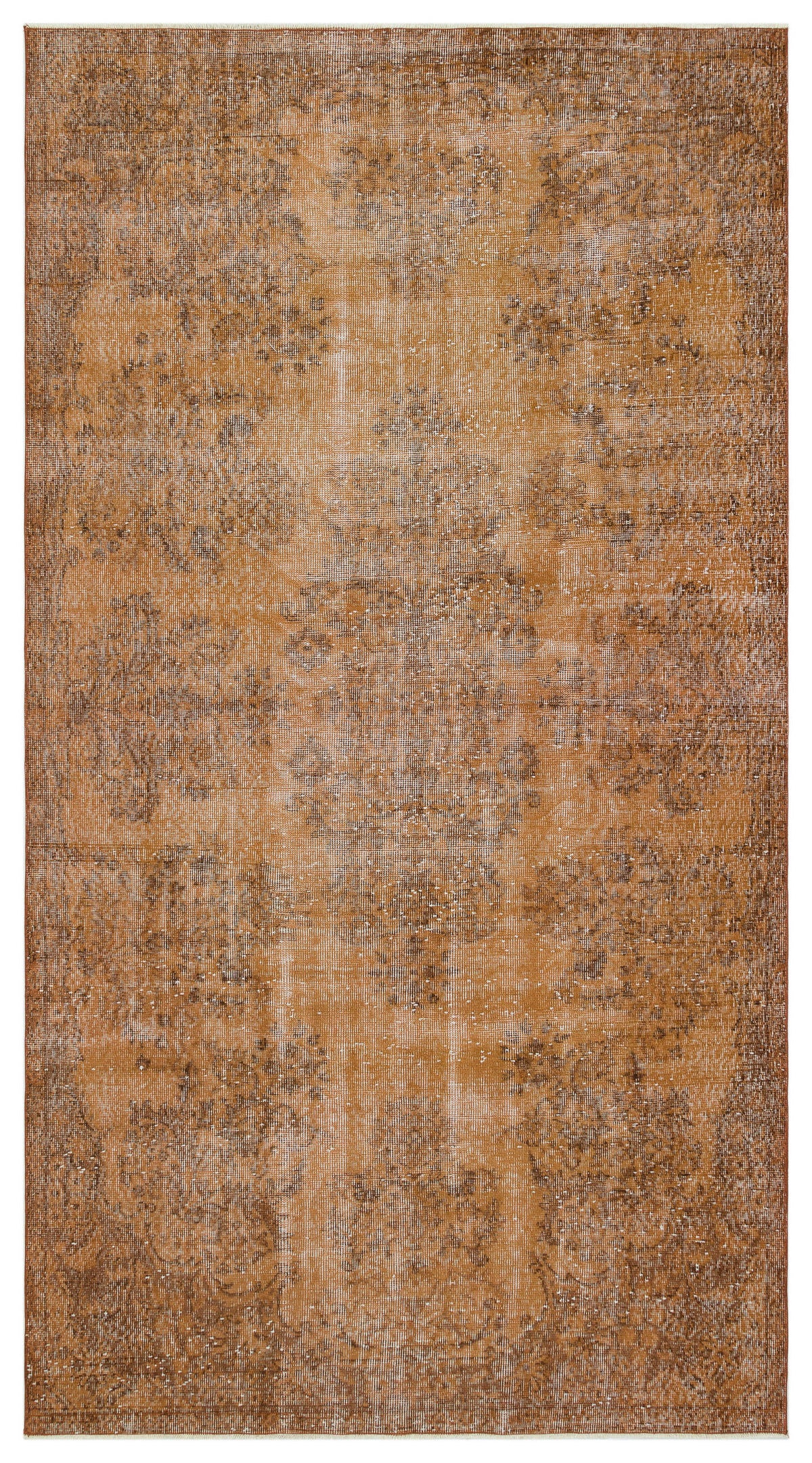 Brown Over Dyed Vintage Rug 4&#39;11&#39;&#39; x 9&#39;3&#39;&#39; ft 151 x 281 cm