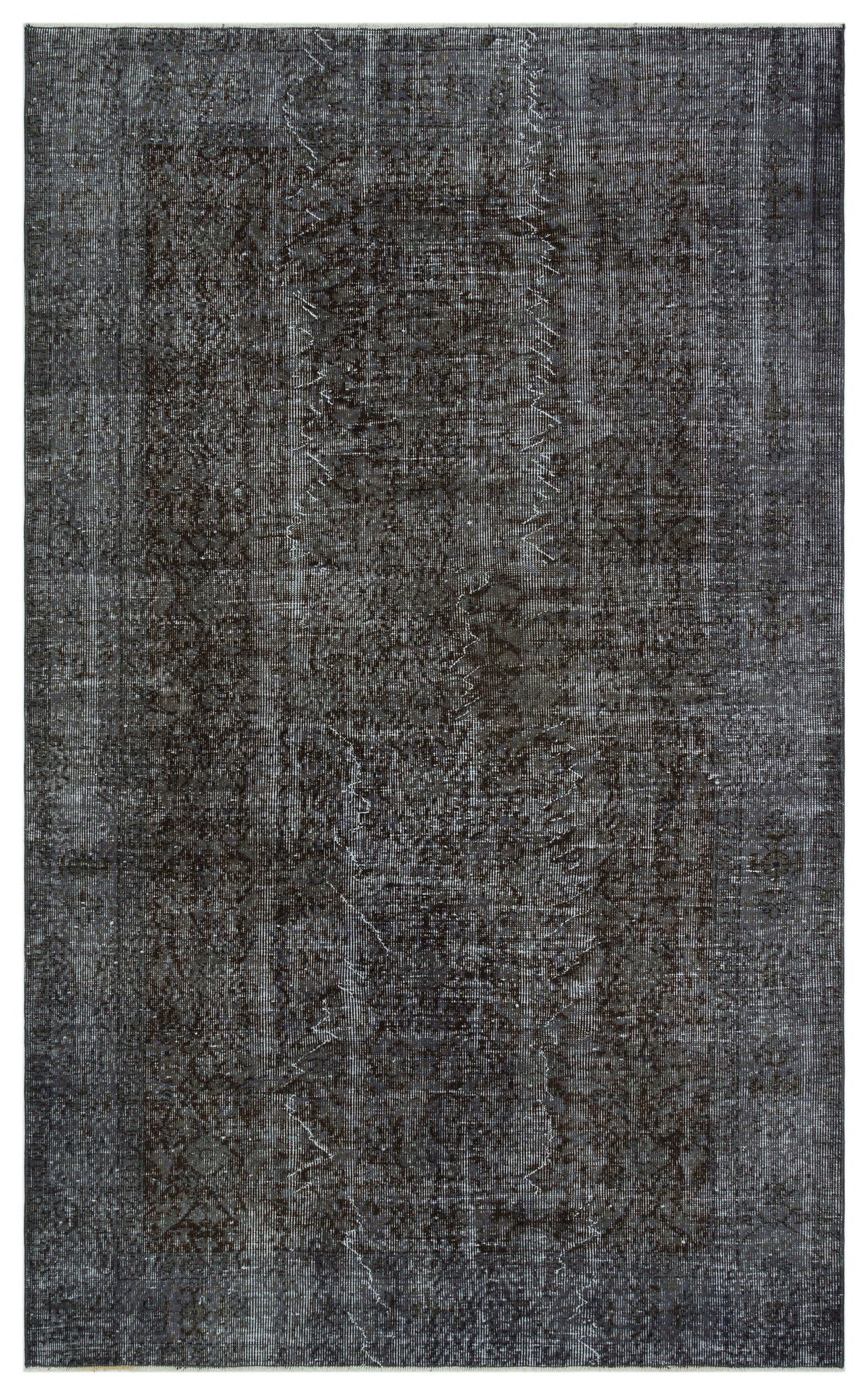 Black Over Dyed Vintage Rug 5&#39;5&#39;&#39; x 8&#39;10&#39;&#39; ft 165 x 270 cm