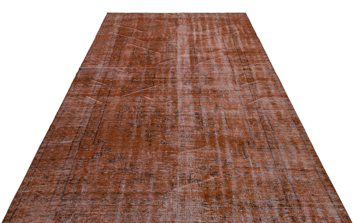 Brown Over Dyed Vintage Rug 5&#39;10&#39;&#39; x 9&#39;5&#39;&#39; ft 179 x 286 cm
