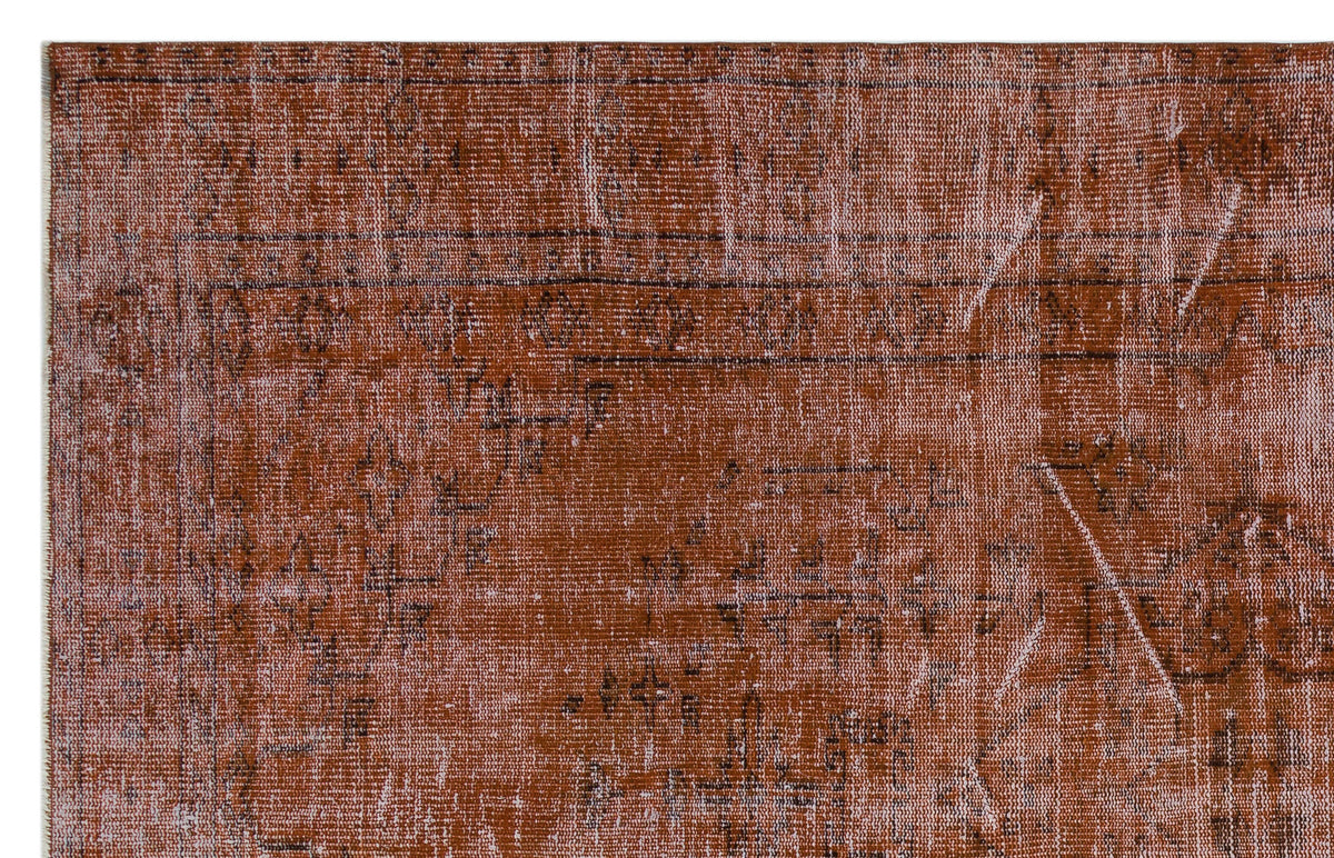 Brown Over Dyed Vintage Rug 5&#39;10&#39;&#39; x 9&#39;5&#39;&#39; ft 179 x 286 cm