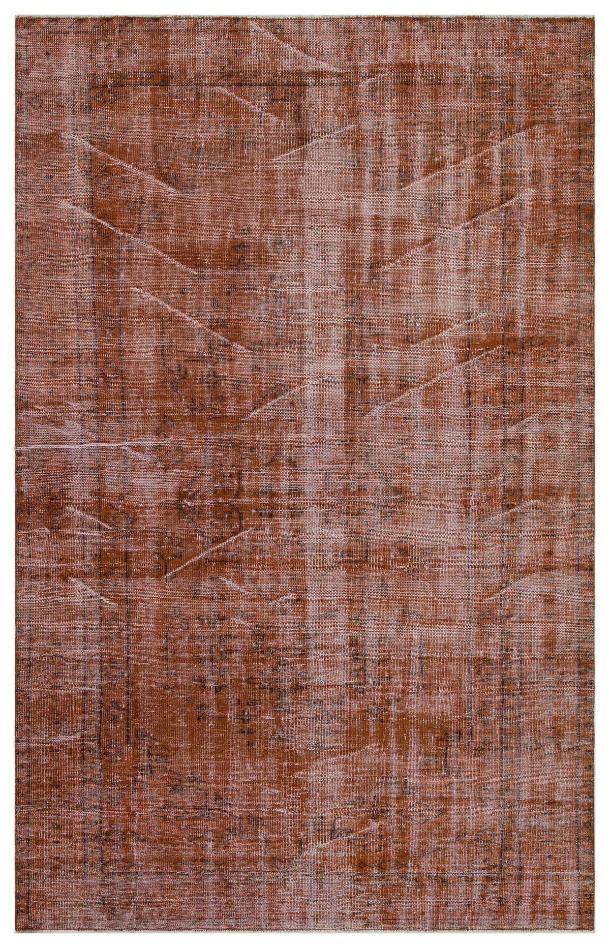 Brown Over Dyed Vintage Rug 5&#39;10&#39;&#39; x 9&#39;5&#39;&#39; ft 179 x 286 cm