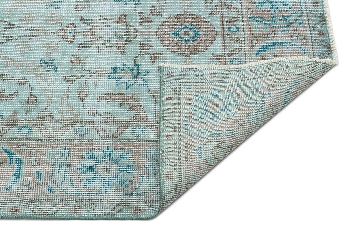 Turquoise  Over Dyed Vintage Rug 5&#39;1&#39;&#39; x 8&#39;2&#39;&#39; ft 156 x 248 cm