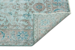 Turquoise  Over Dyed Vintage Rug 5'1'' x 8'2'' ft 156 x 248 cm