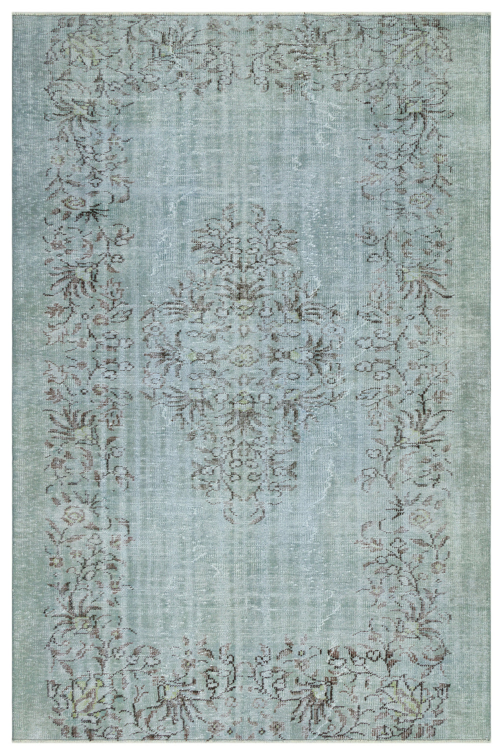 Stone Blue Over Dyed Rug | Traditional Design Rug | Turkish Rug | Hand Weaving Rug  | Bedroom Rug | Wool Rug | Vintage Rug | Patterned Rug  | Naturel Rug | Boho Rug I 6'1'' x 9'3'' ft 186 x 282 cm