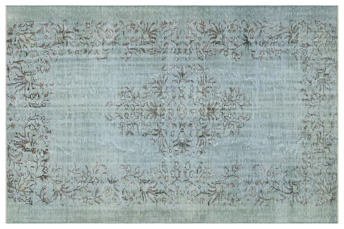 Stone Blue Over Dyed Rug | Traditional Design Rug | Turkish Rug | Hand Weaving Rug  | Bedroom Rug | Wool Rug | Vintage Rug | Patterned Rug  | Naturel Rug | Boho Rug I 6&#39;1&#39;&#39; x 9&#39;3&#39;&#39; ft 186 x 282 cm