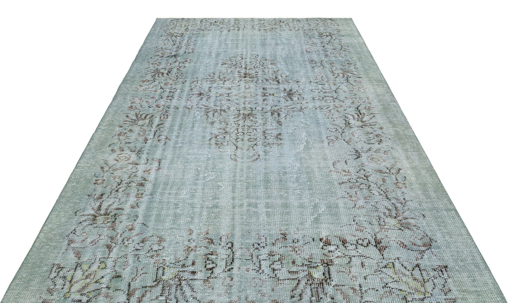 Stone Blue Over Dyed Rug | Traditional Design Rug | Turkish Rug | Hand Weaving Rug  | Bedroom Rug | Wool Rug | Vintage Rug | Patterned Rug  | Naturel Rug | Boho Rug I 6'1'' x 9'3'' ft 186 x 282 cm