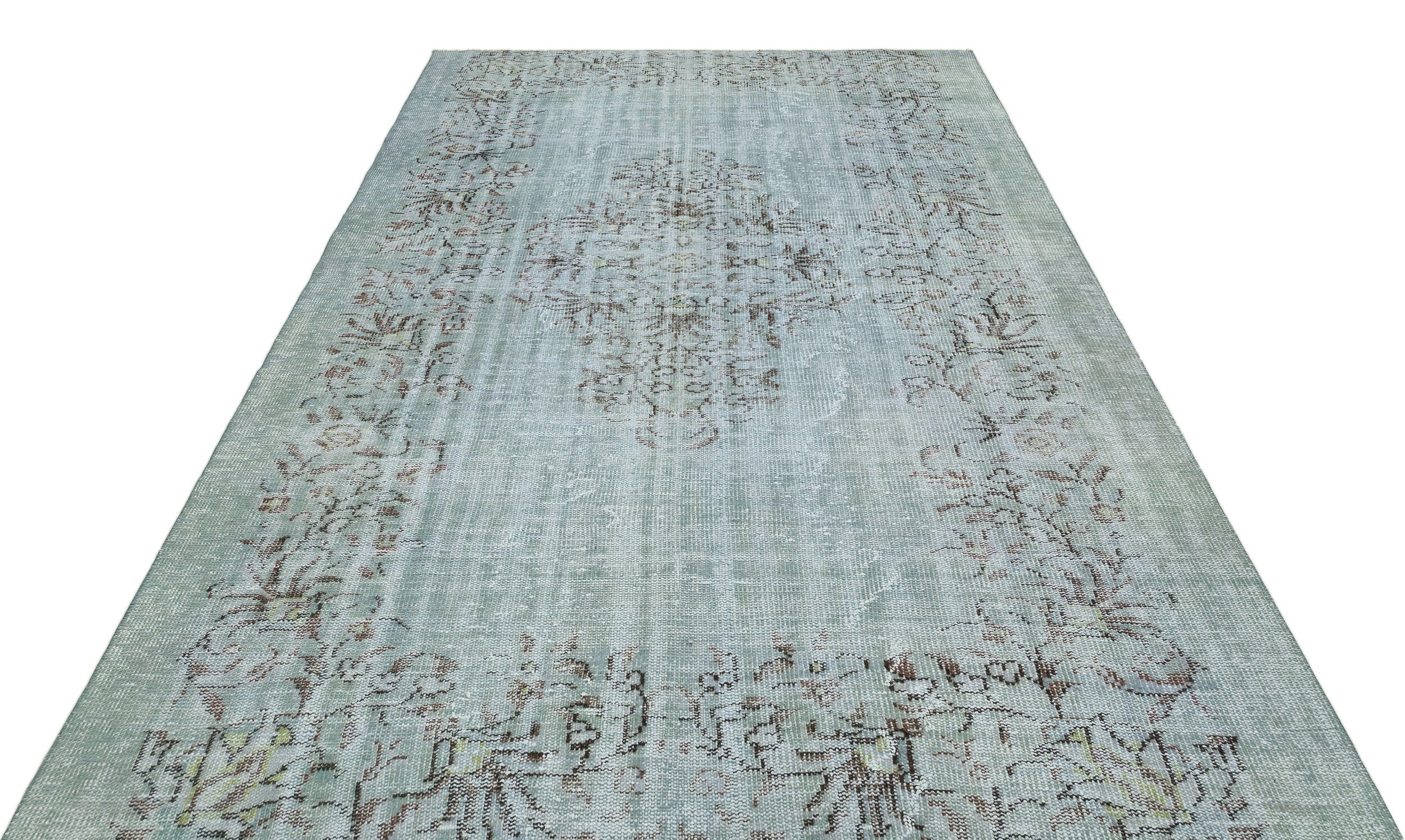 Stone Blue Over Dyed Rug | Traditional Design Rug | Turkish Rug | Hand Weaving Rug  | Bedroom Rug | Wool Rug | Vintage Rug | Patterned Rug  | Naturel Rug | Boho Rug I 6'1'' x 9'3'' ft 186 x 282 cm
