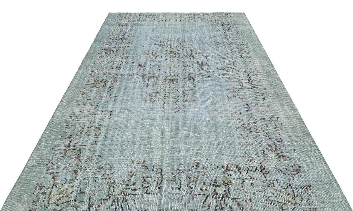 Stone Blue Over Dyed Rug | Traditional Design Rug | Turkish Rug | Hand Weaving Rug  | Bedroom Rug | Wool Rug | Vintage Rug | Patterned Rug  | Naturel Rug | Boho Rug I 6&#39;1&#39;&#39; x 9&#39;3&#39;&#39; ft 186 x 282 cm