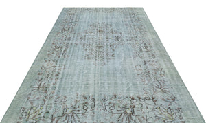 Stone Blue Over Dyed Rug | Traditional Design Rug | Turkish Rug | Hand Weaving Rug  | Bedroom Rug | Wool Rug | Vintage Rug | Patterned Rug  | Naturel Rug | Boho Rug I 6'1'' x 9'3'' ft 186 x 282 cm