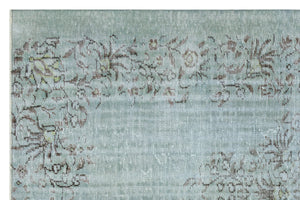 Stone Blue Over Dyed Rug | Traditional Design Rug | Turkish Rug | Hand Weaving Rug  | Bedroom Rug | Wool Rug | Vintage Rug | Patterned Rug  | Naturel Rug | Boho Rug I 6'1'' x 9'3'' ft 186 x 282 cm