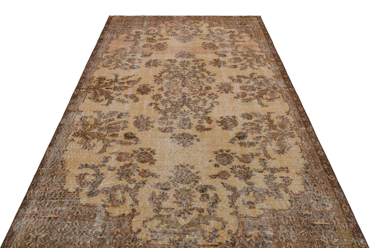Brown Over Dyed Vintage Rug 5&#39;3&#39;&#39; x 8&#39;8&#39;&#39; ft 161 x 263 cm