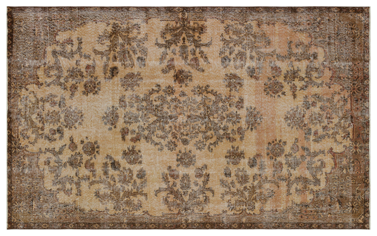Brown Over Dyed Vintage Rug 5&#39;3&#39;&#39; x 8&#39;8&#39;&#39; ft 161 x 263 cm