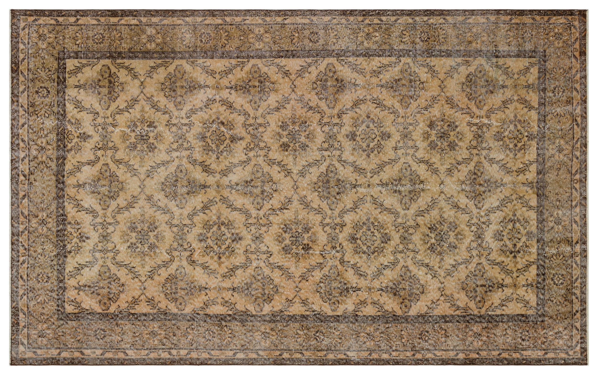 Brown Over Dyed Vintage Rug 5'9'' x 9'5'' ft 176 x 288 cm