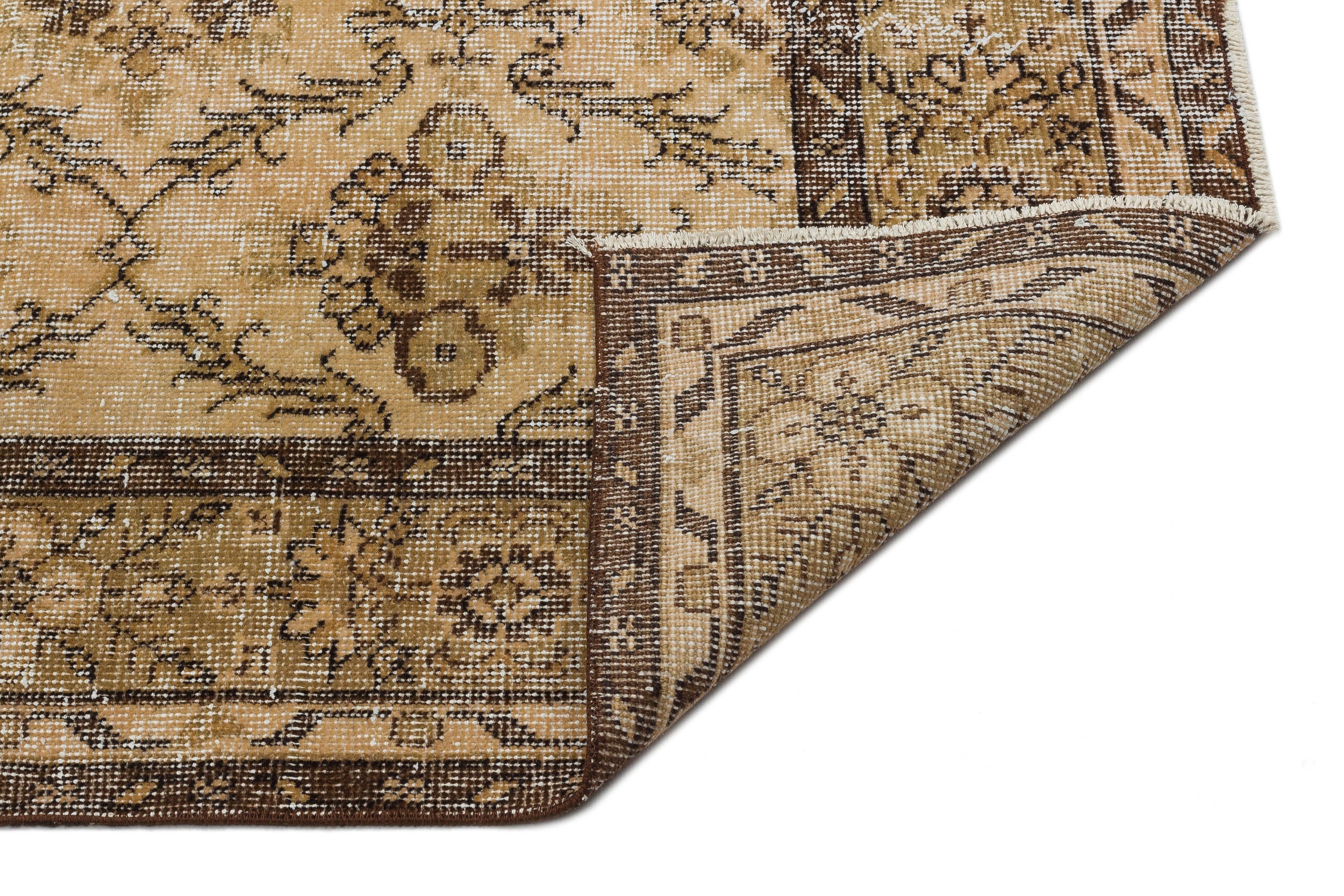 Brown Over Dyed Vintage Rug 5'9'' x 9'5'' ft 176 x 288 cm