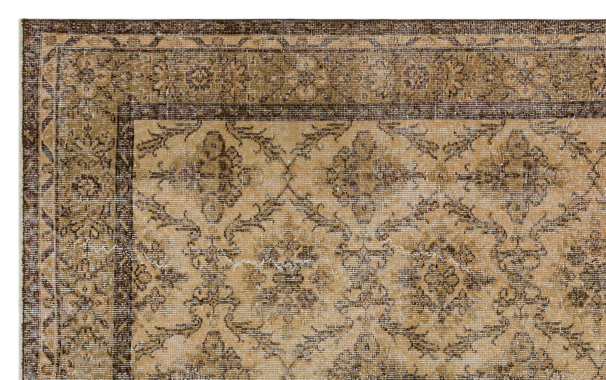 Brown Over Dyed Vintage Rug 5&#39;9&#39;&#39; x 9&#39;5&#39;&#39; ft 176 x 288 cm