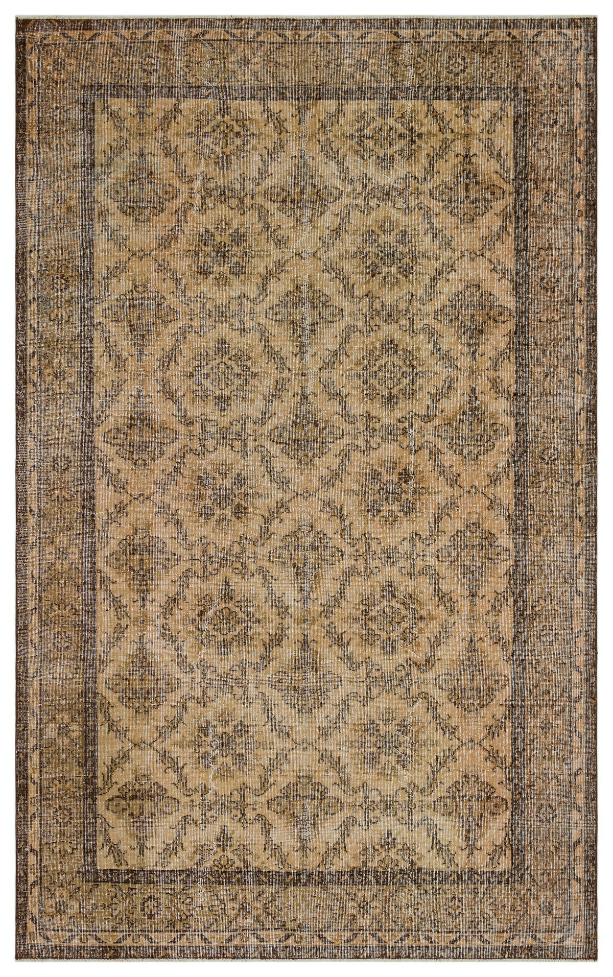 Brown Over Dyed Vintage Rug 5&#39;9&#39;&#39; x 9&#39;5&#39;&#39; ft 176 x 288 cm