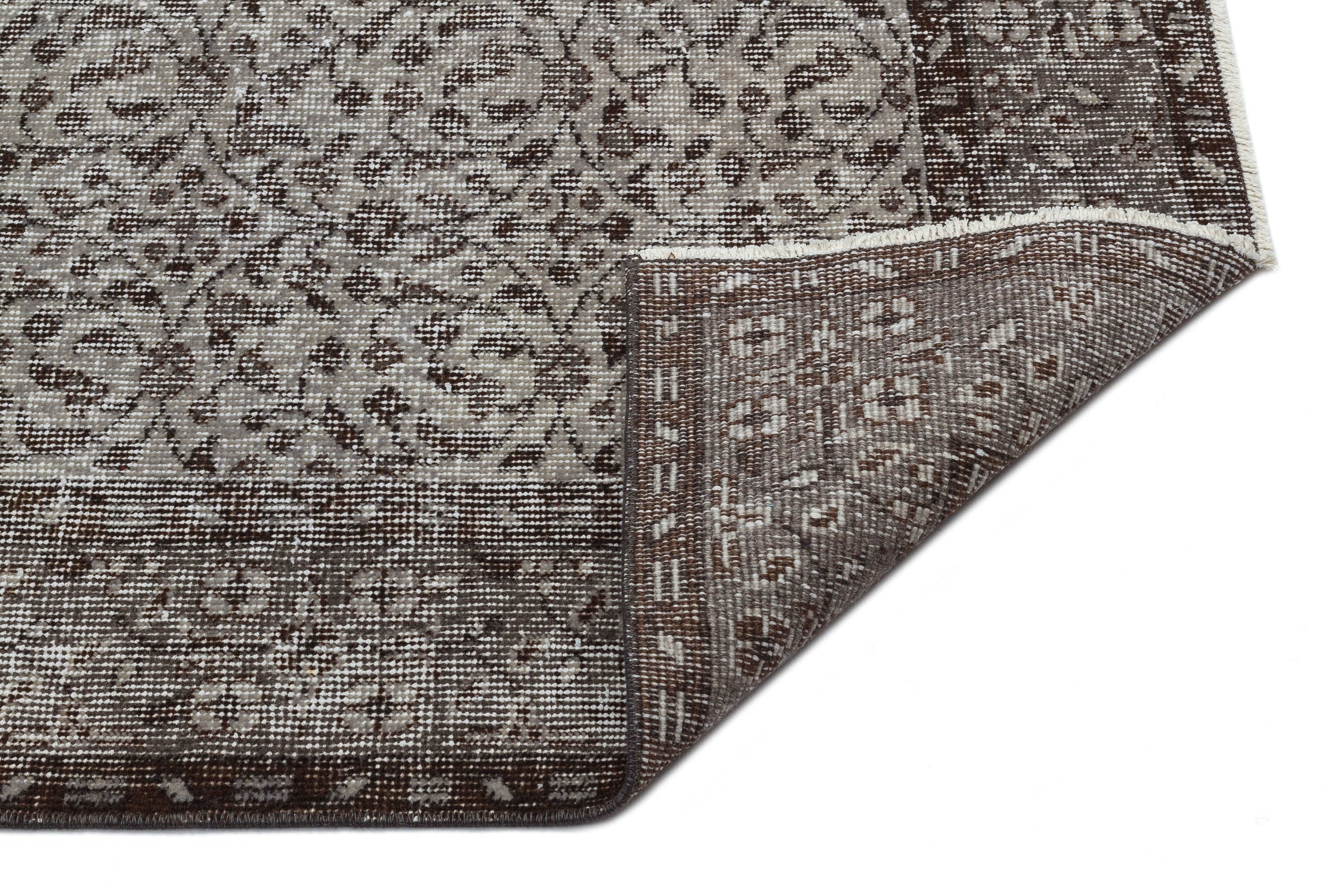 Gray Over Dyed Vintage Rug 5'7'' x 9'4'' ft 171 x 285 cm